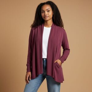 Athleta Burgundy Open Front Cardigan | Size Small‎